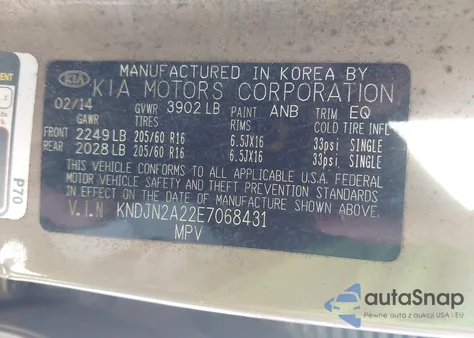 2014 Kia Soul from USA, damaged, VIN KNDJN2A22E7068431